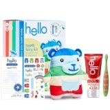 Hello Tooth Fairy Kit with Door Hanger and Teddy Bear, Includes Full Size Fluoride Kids Strawberry Toothpaste and Kids Toothbrush, for Children Ages 3 and Up