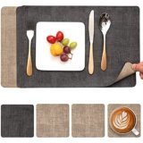 Myir JUN Tovagliette Americane e Sottobicchieri Set di 4, Tovagliette Americana Plastica Lavabili Tovagliette Colazione in Pelle Tovaglietta Antiscivolo Impermeabile (Grigio Beige, Set di 4)