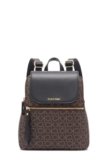 Calvin Klein Reyna Signature Key Item Flap Backpack, Brown/Khaki/Black, One Size
