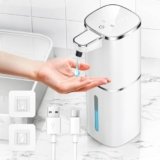 HAPPHOOH Dispenser Sapone Automatico,400ml Dispenser Sapone Bagno a Muro Con Sensore Infrarossi,USB Ricaricabile,Impermeabile IPX5 Soap Dispenser Per Cucina Bagno
