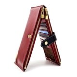 ANDOILT Donna Pelle Vera Portafoglio RFID Blocco Carta di Credito Titolare Cerniera Portamonete Cellulare Borsetta rosso