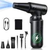 Famgoods Soffiatore Aria Compressa,150000 Giri/Min Air Duster,Mini Soffiatore a Batteria da 6000 mAh,3 Velocità Compressore Aria Portatilea,Aria Compressa Elettrico per PC,Tastiera,Casa,Divano,Auto