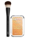 NYX Professional Makeup Illuminante Buttermelt Highlighter 30 Butta Bling in Polvere Sfumabile Stratificabile Finish Perlato + Pennello Viso Pro Brush Buffing Multiuso Professionale – Set da 2