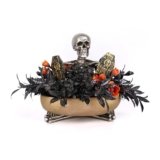 LushNook Halloween Decor Skull Table Centerpiece – Halloween Skull Bowl Decoraiton for Home Indoor Room Table Shelf Mantel – Resin Statue, 8 Inch Wide