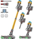 Aspirapolvere Senza Fili, 55KPA/650W/70Mins Scopa Elettrica Senza Fili, Autoportante Anti-groviglio/OLED Schermo/1,8L Cup Aspirapolvere senza fili potente, Adatto per Tappeti/Pavimenti/Capelli
