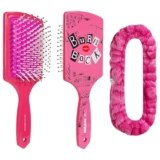 LUV HER Kids Hair Brush & Spa Headband Set for Girls – Features Mean Girls – Fun Grooming Kit for Detangling, Styling & Skincare – Soft & Stretchy One Size, Ages 3+