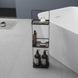 Mai & Mai Scaffale da Bagno di 3 Livelli 18×12.5×67.3cm, Scaffale Portaoggetti in Metallo Robusto con 4 Piedini Antiscivolo per Doccia, Nero, Reglo-02