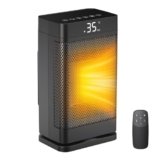 Termoventilatore 1500W Portatile, Riscaldamento Istantaneo 2s con Modalità ECO – Termoconvettore Silenzioso 35dB 3 Livelli, Telecomando 70° Oscillazione per Casa Ufficio Bagno (Nero)
