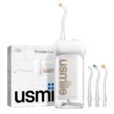 usmile C10 Irrigatore orale portatile – 95 giorni batteria, 4 modalità pulizia, 180 ml serbatoio, IPX7 impermeabile, ideale viaggi, parentesi e gengive