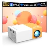 Mini Projector, PVO WiFi Projector, Portable Film Projector, Phone Screen Can Be Mirrored Wirelessly or via Data Cable to the Projector, Compatible with Smartphone/Tablet/Laptop/TV Stick
