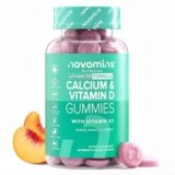 Gommose Calcio e Vitamina D – Calcio 400 mg – Integratore Multivitaminico Muscoli e Ossa –Integratore Veg No Glutine Fornitura 1 Mese – Vitamine Gommose Masticabili con Vitamina K2 – Novomins