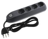 Bticino Ciabatta Elettrica Multipresa Poker, 4 Prese Universali Schuko Bipasso Standard Tedesco, Interruttore ON e OFF, Protezione Salvafulmine, Cavo da 1.5 M con Spina Salvaspazio, Grigio