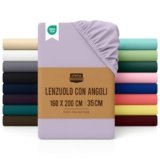Utopia Bedding Lenzuolo con Angoli Una Piazza e Mezza Francese – 160x200cm – Lavanda – Microfibra di Poliestere Spazzolato – Lenzuolo Sotto con Angoli Elasticizzato