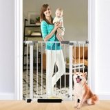 SHYUJAJIE Cancelletto per animali domestici, altezza 76 cm, chiusura automatica, regolabile, larghezza 76-111 cm, montaggio a pressione
