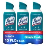 Lysol Air Sanitizer Spray with Odor Eliminator for Home & Office, Sanitizing Spray, Air Freshener Alternative, Simple Fresh Scent, 10 oz (Pack of 3)