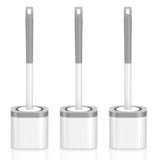 EZKEY Toilet Brush, 3 Pack Toilet Brush and Holder Set with Nylon Bristles Toilet Bowl Brush Compact Hidden Scrubber Brushes for Bathroom Deep Cleaning, Grey & White