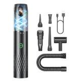 SEALIGHT Aspirabriciole Senza Fili, 29000PA 6 in 1 Aspirapolvere per Auto Portatile, Durata della Batteria di 40 Minuti, Motore Brushless,Mini Aspirapolvere per Casa, Ufficio, Auto, Capelli, Argento