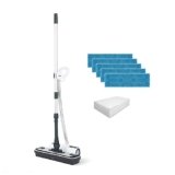 Polti Moppy White Premium, Lavapavimenti a Vapore Senza Cavo, per tutti i Pavimenti e le Superfici Verticali Lavabili, Potenza 1500 W, Capacità Serbatoio 0,7 L, 25 Panni Inclusi, Bianco