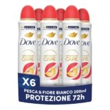 Dove Deodorante Spray Advanced Care Go Fresh Pesca, con Formula Idratante e Delicata sulla Pelle, Senza Alcol, Pelle Asciutta Fino a 72 Ore, Deodorante Uomo e Donna, 6 Pezzi da 200ml