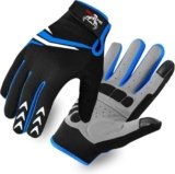 BEAST RAGE Guanti da ciclismo a dita intere, con imbottitura, per uomo e donna, antiscivolo, ammortizzanti, traspiranti, touchscreen, per BMX, MTB, corsa su strada, bicicletta, arrampicata (Blu, M)