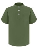 Arshiner Ragazzi Camicia Manica Corta Henley Camicia Estiva Tinta Unita Camicia Regular Fit Casual Tempo Libero Camicia da Ragazzo in Lino