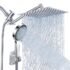 Shower Head, 8 Inch High Pressure Rainfall Shower Head/Handheld Shower Combo with 11 Inch Extension Arm, 9 Settings Adjustable Anti-leak Shower Head with Holder/Hose, Height/Angle Adjustable