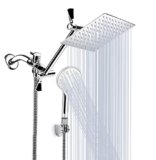 Shower Head, 8 Inch High Pressure Rainfall Shower Head/Handheld Shower Combo with 11 Inch Extension Arm, 9 Settings Adjustable Anti-leak Shower Head with Holder/Hose, Height/Angle Adjustable
