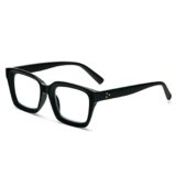 MMOWW Occhiali da Lettura Rettangolari – Oversized Square Frame Anti Luce Blu Occhiali donna uomo (Nero, +1.0)