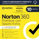 Norton 360 Premium| Extra Spazio Archiviazione|Esclusiva Amazon * 75 GB extra Cloud Backup| Antivirus 10 dispositivi |1 anno rinnovo automatico