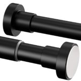 Bastone Tenda a Pressione Senza Forare Bastone Tenda Estensibile Asta Tenda a Pressione, Adatto per Bagno Doccia Camera Tende, Lunghezza 69-90 cm, Ø25 mm, Nero