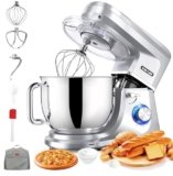 CHeflee Impastatrice Planetaria 2000W Impastatrice Professionale,8 L Ciotola in Acciaio inox,6 Velocità,Ad Coperchio Antipolvere con,Sbattitore,Frusta,Gancio per Impastare Multifunzione Mixer