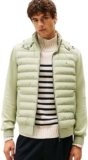 Tommy Hilfiger Uomo Felpa con Cappuccio e Zip Mix Media Hooded Zip Through Giacca Trapuntata, Verde (Earth Sage), XL