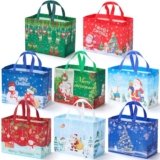 COTOPHER 16 Pack Christmas Gift Bags with Handles, Large Reusable Christmas Bags, Non-Woven Shopping Bag for Xmas Gifts Wrapping Holiday Party Supplies, 12.8″×9.8″×6.7″