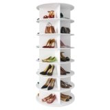 SpaceAid 7 Tier Rotating Shoe Rack Tower, Spinning Shoe Display Lazy Susan, Revolving 360 Shoe Rack Storage Round Carousel, Vertical Handbag Rotate Shoes Closet Organization (7-Tier White)