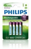 PHILIPS AUDIO R03B4A70/10 Rechargeables Batteria AAA, 700 mAh, Confezione da 4 Pezzi, verde/bianco