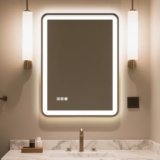 24″X32″ LED Bathroom Mirror with Lights, Mirror for Bathroom Wall with Frontlit and Backlit,IP54 Enhanced Anti-Fog,Bathroom Vanity Mirror 3 Colors Dimmable CRI>90 Double Lights,Tempered Glass(R-Angle)