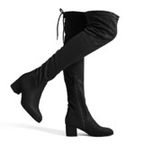 DREAM PAIRS Women’s Laurence Over The Knee Thigh High Chunky Heel Boots Long Stretch Sexy Fall Boots,Size 8.5,Black,LAURENCE