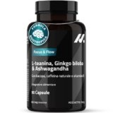 L Teanina, Ginkgo Biloba, Ashwagandha – Nootropico con Bacopa Monnieri, caffeina naturale, vitamine B6 & B12 ad alto dosaggio | Focus, concentrazione & energia senza nervosismo | 90 capsule vegane