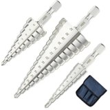 flintronic Punte Coniche, Fresa Conica Trapano a Gradini, HSS Titanium, Misure 4-12/4-20/4-32, Buco Cutter a Scalini per Eseguire Foro In Metallo Acciaio Ottone Legno Plastica Ferro