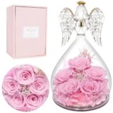 Miofula Rosa Stabilizzata Angelo Regalo Mamma, Rose Stabilizzate Regalo Donna Compleanno, Rosa Eterna Regali San Valentino Anniversario per Lei, Fiori Stabilizzati Regali Festa della Mamma Mamma Nonna